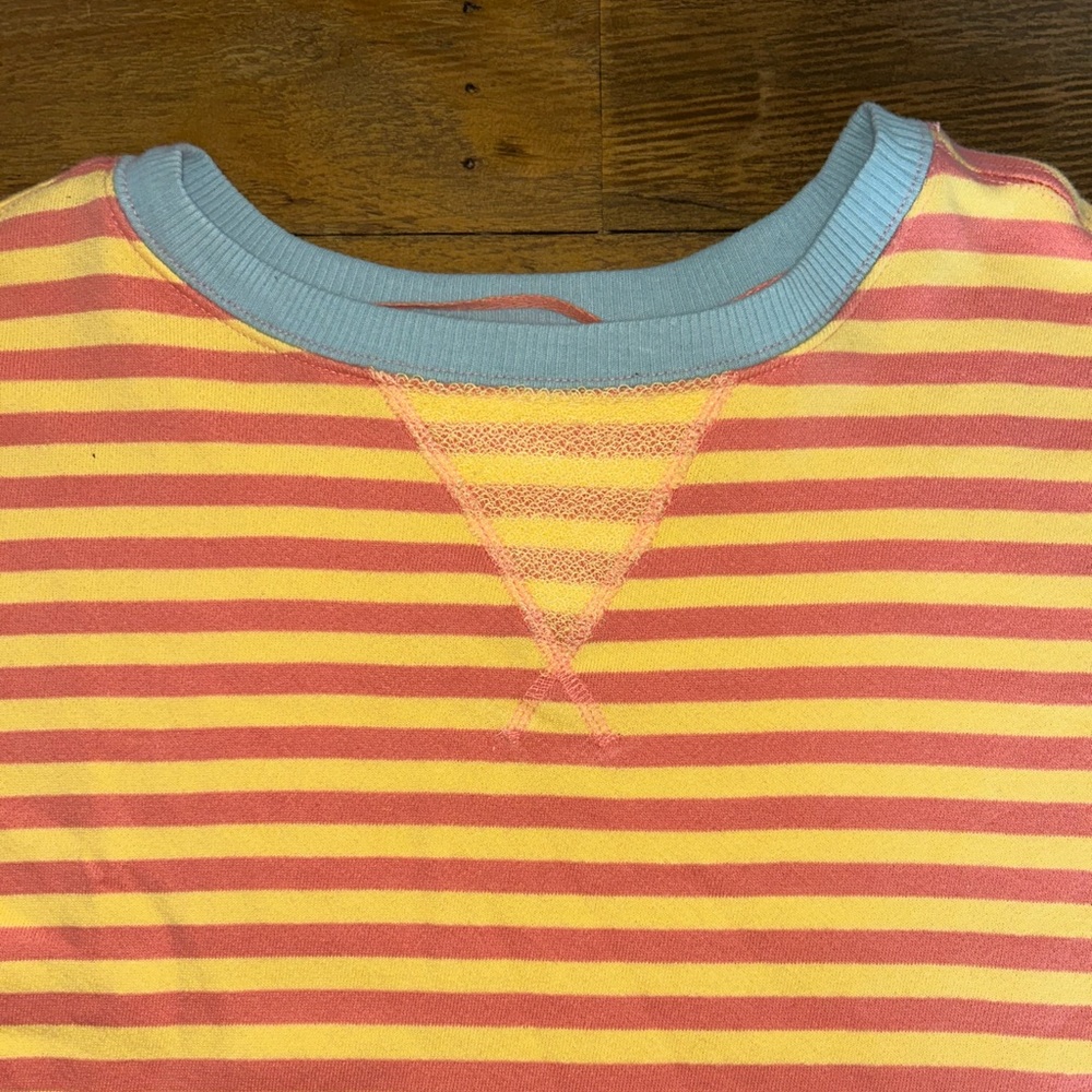 We The Free Classic Striped Oversized Crewneck Yellow Pink Blue Top Rated - Picture 5 of 11